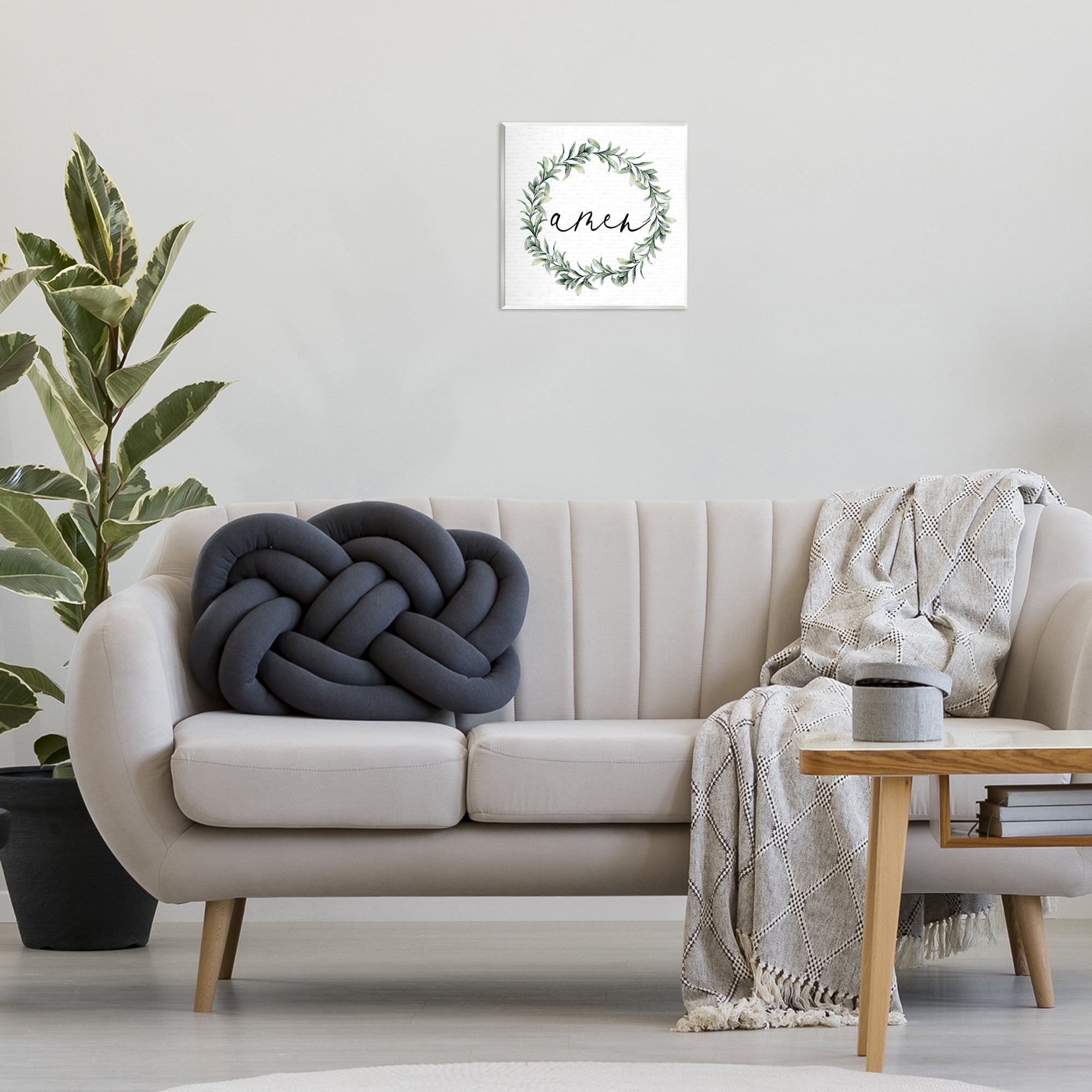 Amen Botanical Wreath & Script Wall Plaque Art, design by Lettered and Lined