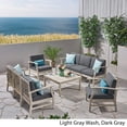 thumbnail image 2 of Great Deal Furniture Lorelei Outdoor 9 Piece Acacia Wood Sofa Conversational Set, Light Gray and Dark Gray Light Gray Wash, Dark Gray, 2 of 9