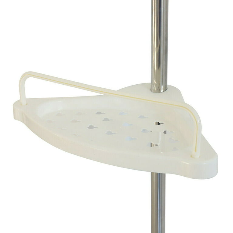 Estink Bathroom Corner Shelf, Adjustable 4-Tier White Plastic Tension  Corner Pole Caddy Rack Basket for Shampoo, Soap, Conditioner, Razors 