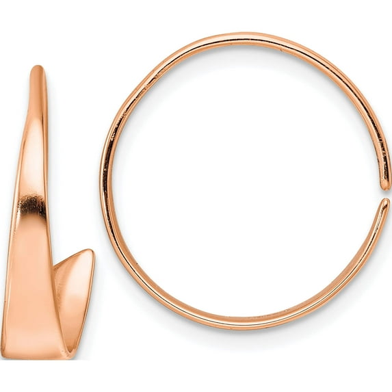 Sterling Silver Rose-Tone Polished Flat Bar Hoop Threader Earrings (20.65 X 5.75) Made In China qe15839