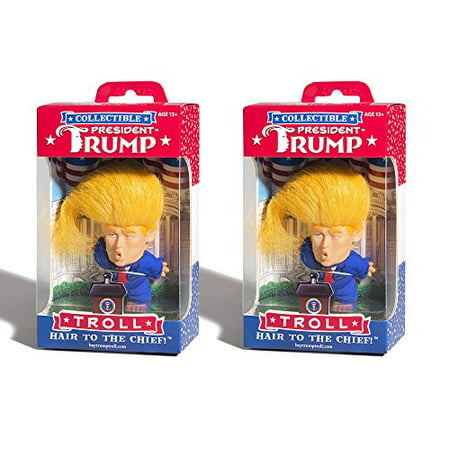 Set of 2 Collectible President Donald Trump Troll Doll - Hair to the Chief