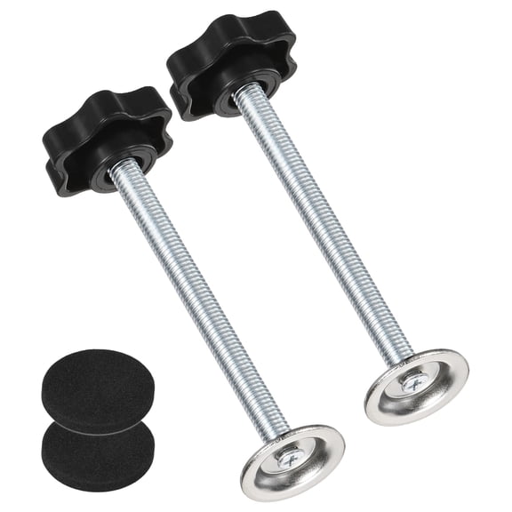 Uxcell 2-Pack Star Handle Hand Screws, M8x90mm Thread Star Clamping Knobs with Screws, Pressure Plate and Rubber Pad [Black]