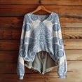 thumbnail image 2 of NMMUED Fall Sweaters for Women Womens V Neck Sweater Womens Tops Casual Soft Sweaters for Women Womens Pullover Sweaters Knit Top Patterned Sweaters for Women Sky Blue L, 2 of 4
