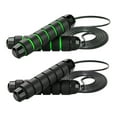 thumbnail image 1 of Cuerda para saltar con peso para entrenamiento físico, cuerda para saltar de velocidad rápida con rodamiento de bolas sin enredos para pérdida de peso de boxeo MMA, negro verde + todo negro, 1 of 5