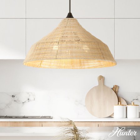 Hunter - Agoura 3-light Matte Black, Large Pendant Light, Dimmable, Casual Style, Cone Shaped, for Bedrooms, Dining, Living Rooms - 48080