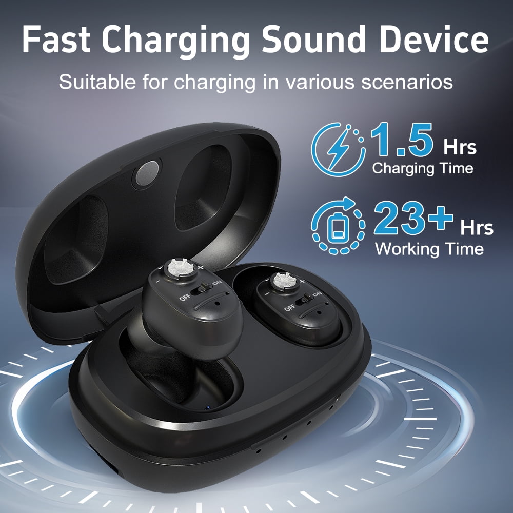 ELCTRTICI Hearing Aids for Seniors, Rechargeable, VHP-1607, Black, Binaural