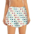 thumbnail image 2 of Xecao's Colorful Geometric for a double-layer running short for women, perfect for gym, tennis, and more, featuring a convenient pocket., 2 of 9