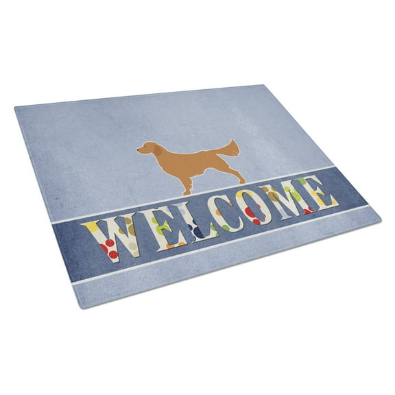 Caroline's Treasures Golden Retriever Welcome Glass Cutting Board Large