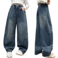 thumbnail image 2 of EnJoCho Girls Jeans Harem Denim Pants Loose Elastic Waist Curved Fit Trousers Soft Bottoms For Kids Spring Daily Outdoor Casual Streetwear Fashion Outfit, 2 of 9
