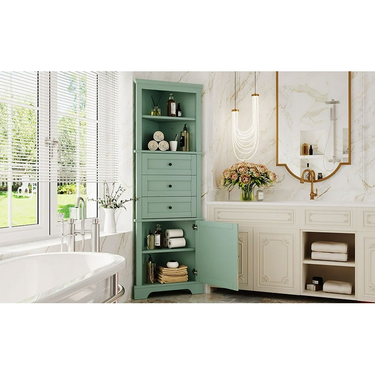 OYang Triangle Tall Corner Cabinet Drawers And Adjustable Shelves Tall Hutch Corner Bar Cabinet with Door for Kitchen Walmart