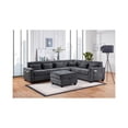 thumbnail image 3 of Trey 115" Gray Chenille Sectional-Adjustable Backrest+USB Ports+ Storage Ottoman, 3 of 6