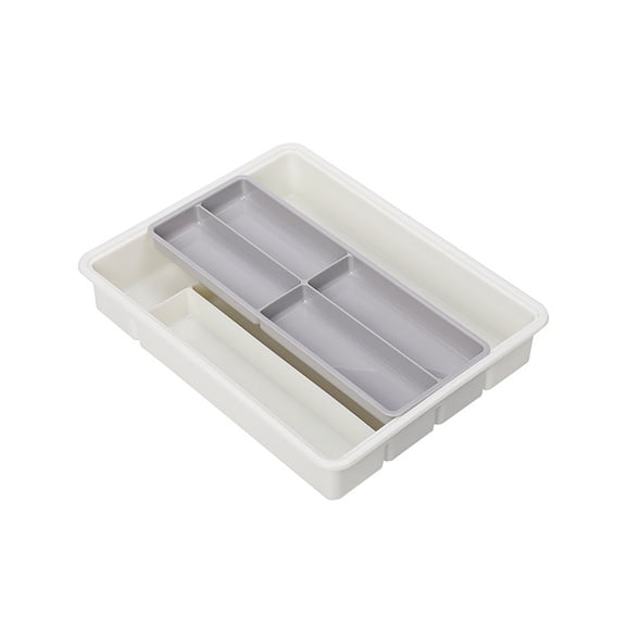 Double Layer Cutlery Storage Tray with Compartments, Large Capacity Kitchen Drawer Organizer for Forks Spoons, Durable Easy to Clean, Versatile Space-Saving