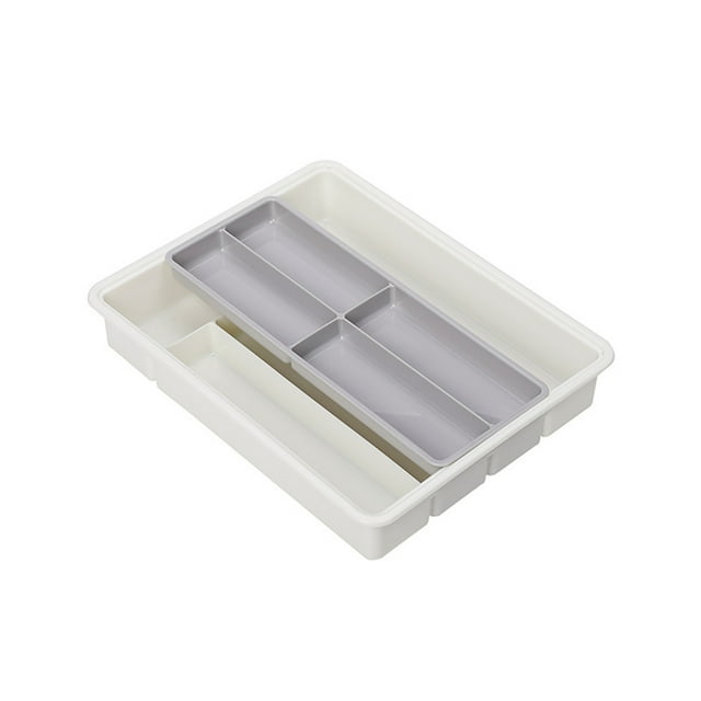 Grand Tiroir de Cuisine à Grande Capacité et Plateau de Rangement pour Fourchettes, Organisateur de Vaisselle à Double Couche avec Compartiments