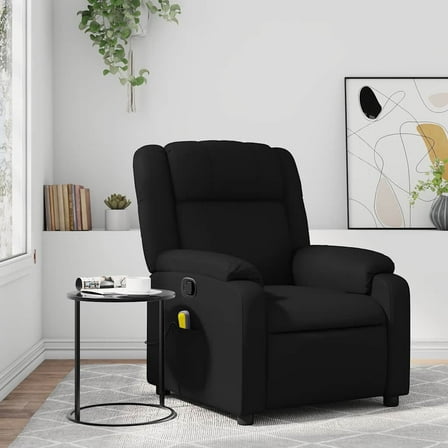 vidaXL Massage Recliner Chair Black Faux leather, metal, plywood Medium