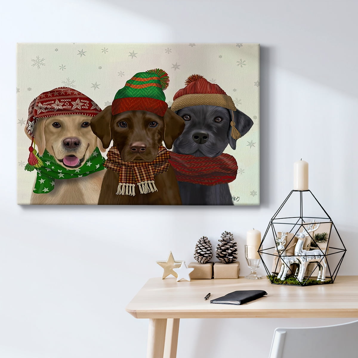 Christmas 3 Winter Labs- Gallery Wrapped Canvas