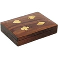 thumbnail image 1 of Ajuny Wooden Double Deck Playing Cards Holder Handmade Fine Brass Ace Design, 1 of 6