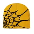 thumbnail image 2 of Lolmot Halloween Knit Beanie Hat for Men Women, Unisex Adult Warm Winter Beanies Y2K Gothic Spider Web Pattern Knitted Hats, 2 of 2