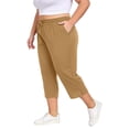 thumbnail image 4 of Kelon Yoga Pants, Capri Pants for Women Plus Size Casual Drawstring Elastic Waist Loose Fit Yoga Sweatpants with Pockets Activewear, S, 4 of 6
