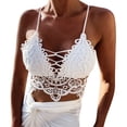 thumbnail image 1 of Top corto tipo bralette de encaje para mujer - Ribete festoneado, tirantes ajustables, poliéster, informal/fiesta - Talla única, 1 of 8