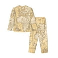 thumbnail image 2 of Kll World Map Print Women'S Long Sleeve Pajamas With Pants Sleepwear Loungewear 2 Set-Large, 2 of 9
