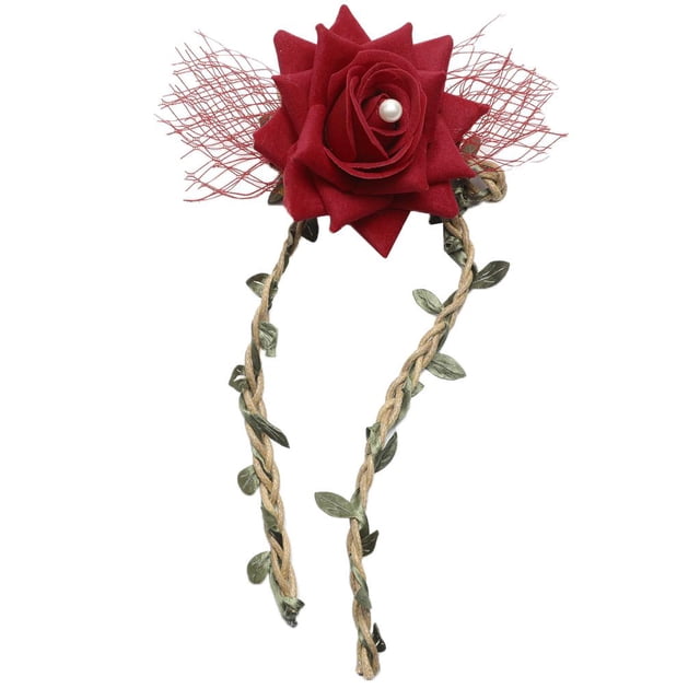 1 Pieza Flor De Muñeca Artificial Romántica Nupcial Clip De cabellero Joyería Vino rojo