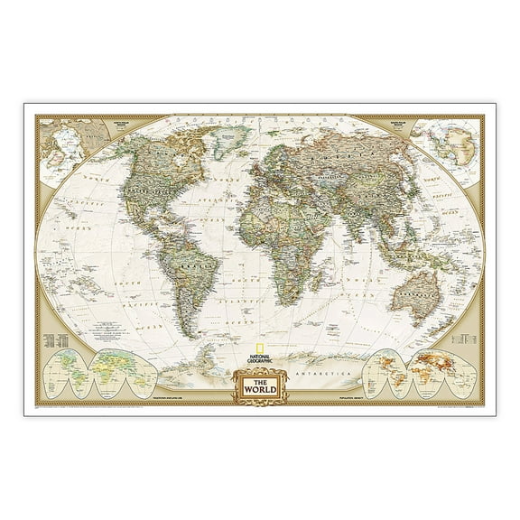 National Geographic World Executive Map, Laminated, 46" x 30.5"