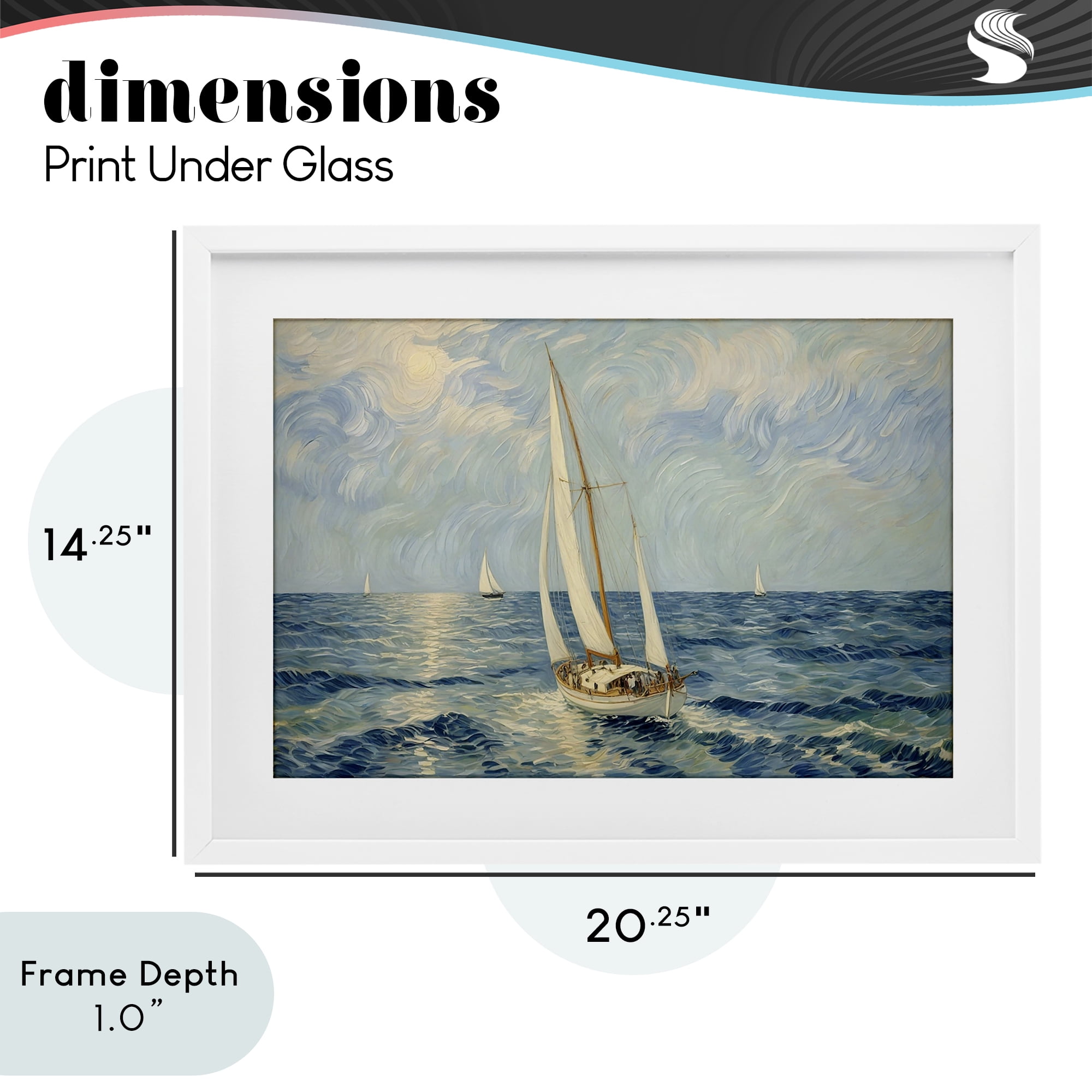 Stupell Industries Sailing Yacht on Blue Sea White Framed Print Under Glass, design by Angie Hawke