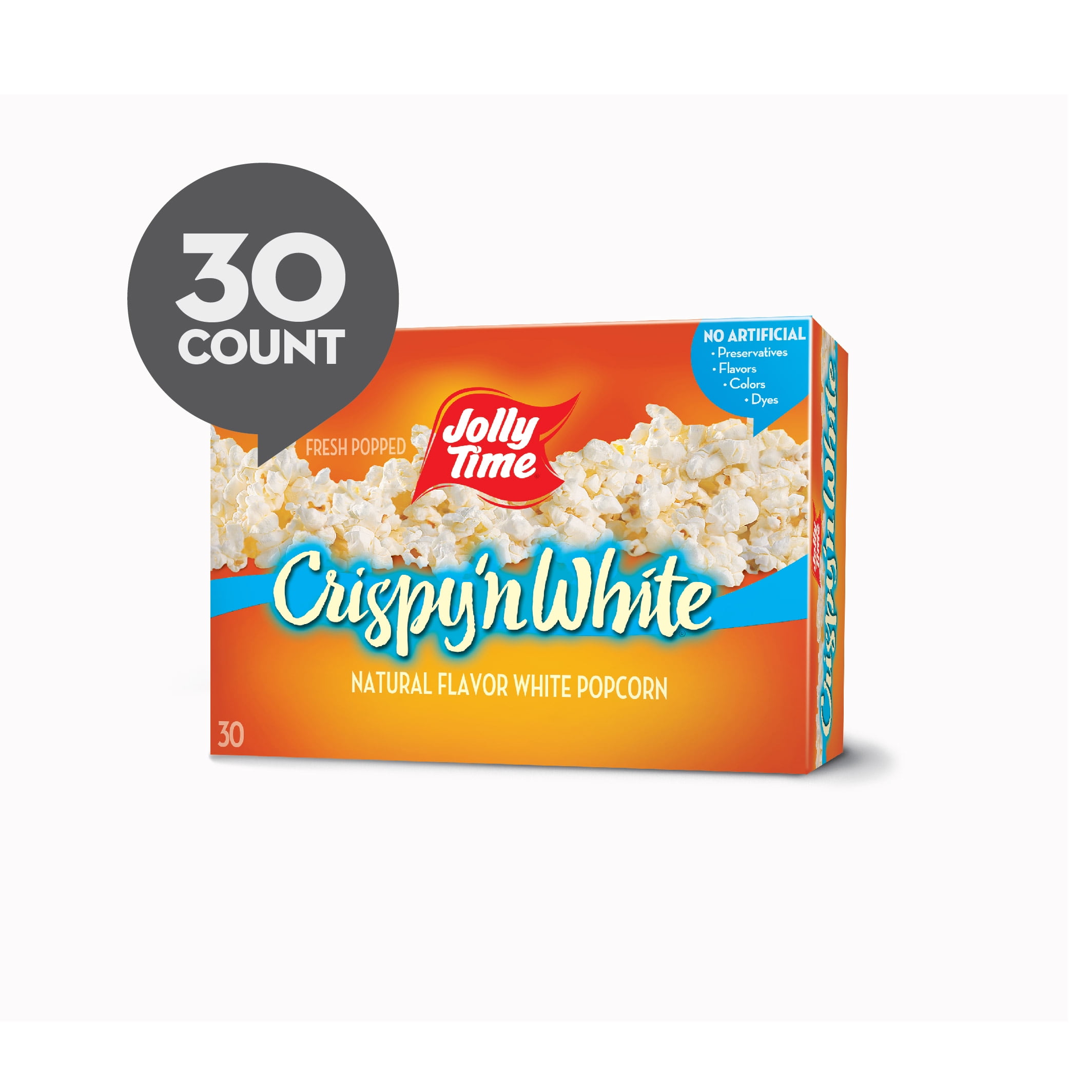JOLLY TIME Crispy N? White Tender Natural Microwave Popcorn 30 Bags, 3