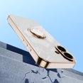 thumbnail image 2 of Case for iPhone 16 Case with Ring Stand [360° Rotatable Ring Holder Magnetic Kickstand][Support Car Mount] Plating Rose Gold Edge Slim Soft Flexible TPU Luxury Phone Case Cover, White, 2 of 5