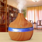 Home Humidifier Aromatherapy Essential Diffuser 300Ml Wood-Grain Ultra Quiet Cool Humidifier With Colorful Led Light Changing, Yellow Wood-Grain