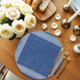 thumbnail image 3 of Round Placemats Set of 4 Navy Blue Linen Key Design Place Mats Washable Woven Placemat Geometric Back Print Circle Braided Table Mat for Kitchen Dining Table Party Home Decor 15 Inch, 3 of 8