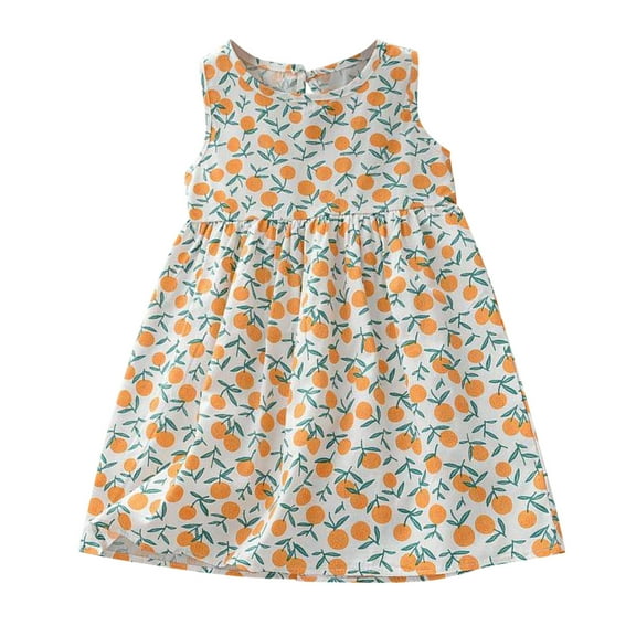 Utlike Girls Dresses Summer Dress Casual Princess Dresses Sleeveless Floral Print Kids Cotton Beach Dress Sundress Wedding Attire Sundress Size 2 Years-3 Years