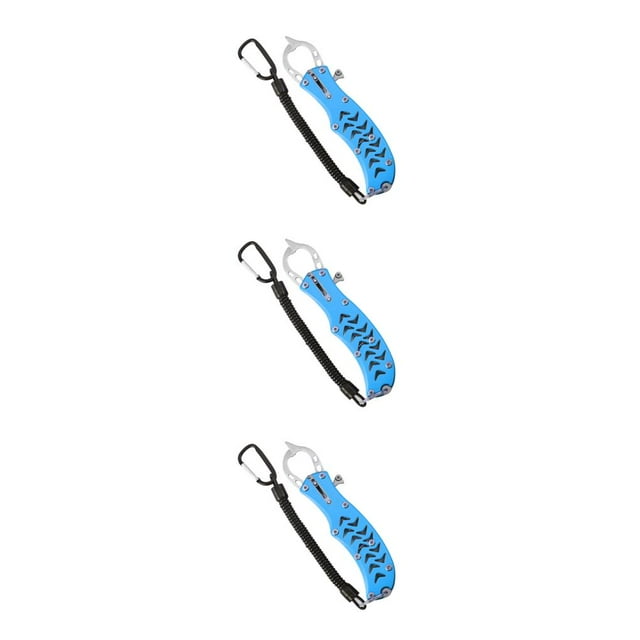 Maytalsory Stainless Steel Fish Grip Hook Clamp Grabber Multifunction Lure Pliers Hand Controller Fishing Tackle Accessory Blue 3PCS