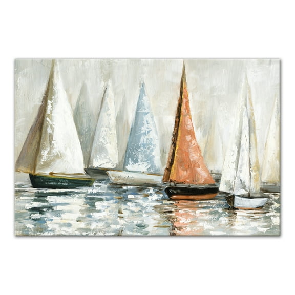 Creative Products Muted Sailboats On Water 30 x 20 Canvas Wall Art