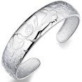 thumbnail image 4 of Lotus Flower Bangle Bracelet Silver Plated Delicate Jewelry Open Bracelet, 4 of 8