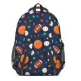 thumbnail image 3 of Football and Basketball Black Pattern Cute School Backpack Bag with Padded Back and Adjustable Shoulder Straps 16.9 X 12.6 X 5.9 Inches, 3 of 5