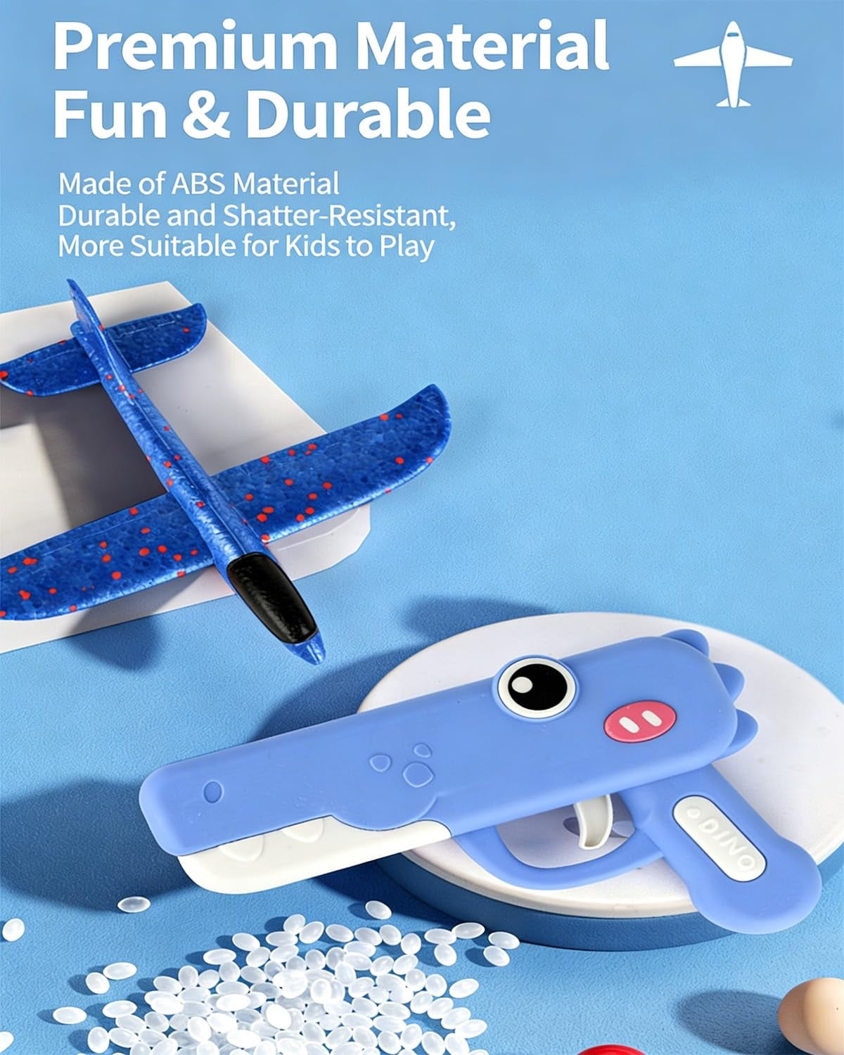 Dinosaur Foam Glider Launcher Toy, Dinosaur Catapult Gun Aircraft,  Outdoor Flying Catapult Toy for Backyard Park Beach Play