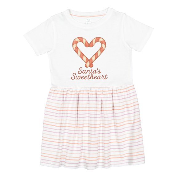 Inktastic Santa's Sweetheart Candy Cane Heart Christmas Girls Toddler Dress