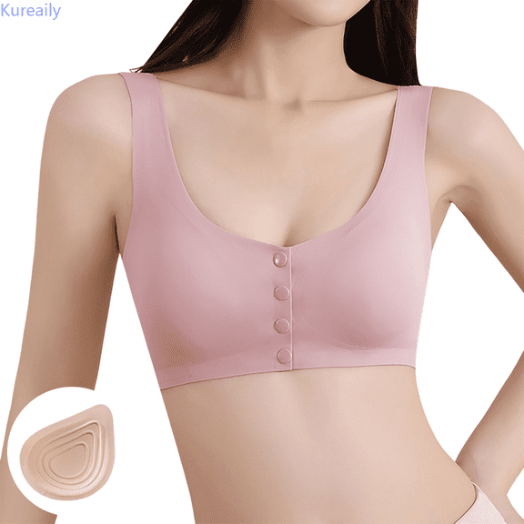 Kureaily Front Closure Bra Soft Breathable Post Bra For Prosthetic Breast Comfort Womens Deep V Bras