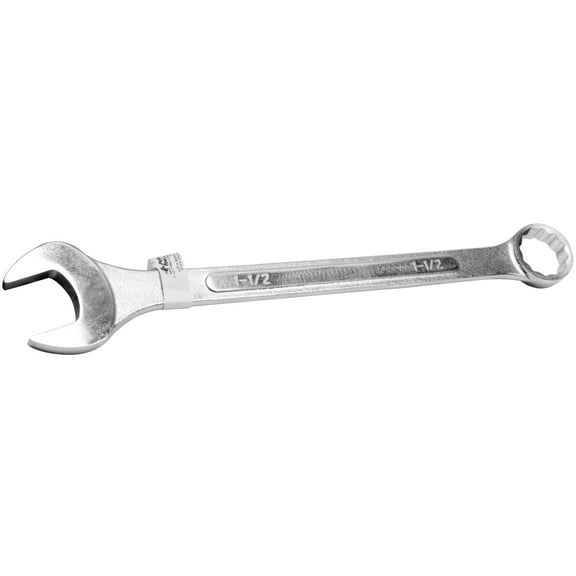 Performance Tool W344B 1-1/2 in. Combination Wrench, Drop-Forged Chrome Alloy Steel, Satin Chrome Finish, Rounded Box End