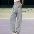 thumbnail image 2 of Seductiva Women's Wide Leg Pants Women's Sweatpants Petite Length Pockets Pants Casual Workout Joggers Drawstring Waist Sweat Beach Pants Loose Fit, 2 of 4
