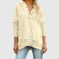 thumbnail image 2 of UTSJKR Oversized Hoodies for Women Thick Half Button V Neck Long Sleeve Sweatshirts Ribbed Pullover with Pockets Beige XXL, 2 of 6