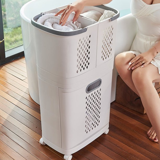 Rolling Plastic Laundry Hamper with Detachable Basket and Wheels