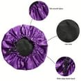 thumbnail image 6 of BLSCODE Silk Satin Bonnet Sleeping for Women Shower Cap Curly Braids Hair, Double Layer, Adjustable Satin Cap for Night Sleeping Hair Bonnet, Hair Loss Prevention Light Purple/Black, 6 of 7