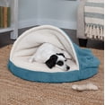 thumbnail image 4 of FurHaven Pet Products Faux Sheepskin Orthopedic Snuggery Burrow Pet Bed for Dogs & Cats - Blue, 26" Base, 4 of 13