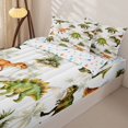 thumbnail image 3 of Homewish Wild Dinosaur Zipper Queen Comforter Set with Fitted Sheet and 2 Pillowcases,Vintage Wildlife Zipper Bedding Set,White,Colorful Stars Reversible,4pcs, 3 of 8