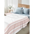 thumbnail image 4 of Pink Striped Twim Size Flat Sheet, Wrinkleproof & Fadeproof Cooling Flat Bed Sheet Only, Modern White Striped Abstract Art Aesthetics Breathable Soft Bedding Top Sheets 66 x 96 Inches, 4 of 8