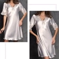 thumbnail image 6 of Women's Long Nightgown Women Satin Sleepwear Dress V Neck Short Sleeve Silk Nightgown Lace Sleep Lingerie Night Dress, Women Nightgowns & Sleepshirts XXL, 6 of 6