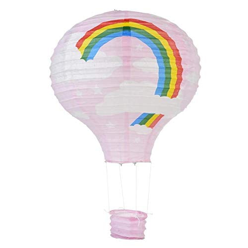 quasimoon pink rainbow hot air balloon paper lantern by paperlanternstore