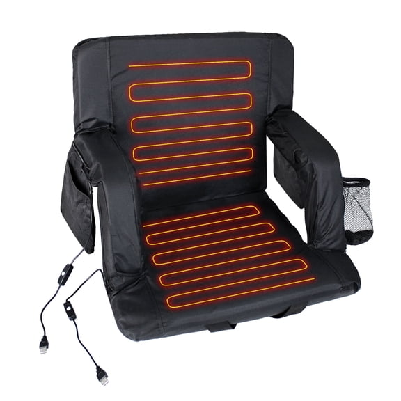 Sojoy Black Stadium Seats with Back & Arm Support, Foldable Seat Chair for Camping,Sports Game,